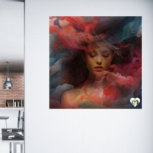 Woman Wall art Canvas Print Abstract Art Wall square Watercolor Livingroom 37x37